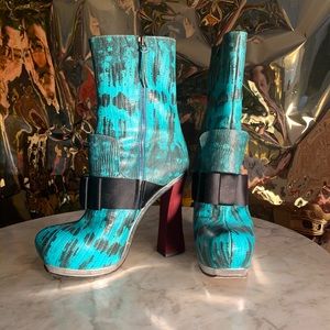 MIU MIU snakeskin and velvet platform boots